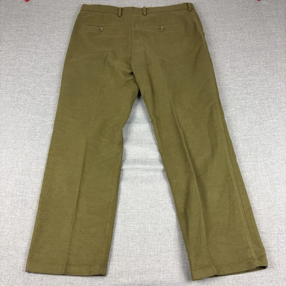 Samuel Windsor Pants Mens 38x31 Green Flannel Chino Cotton Straight Casual